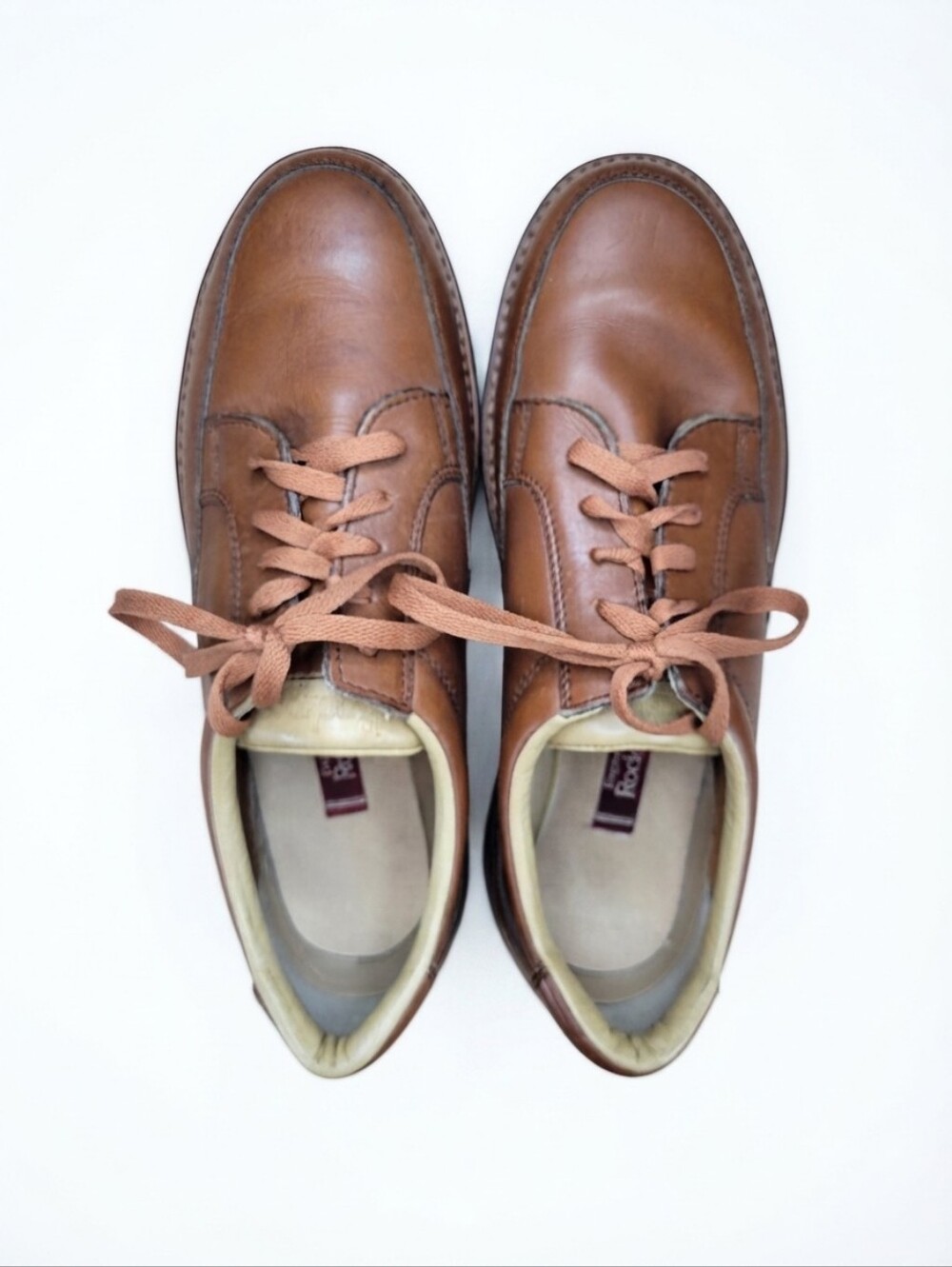 Rockport M2117 Brown Leather Moc Toe Oxfords Vibram Sole Shoes Mens 11W